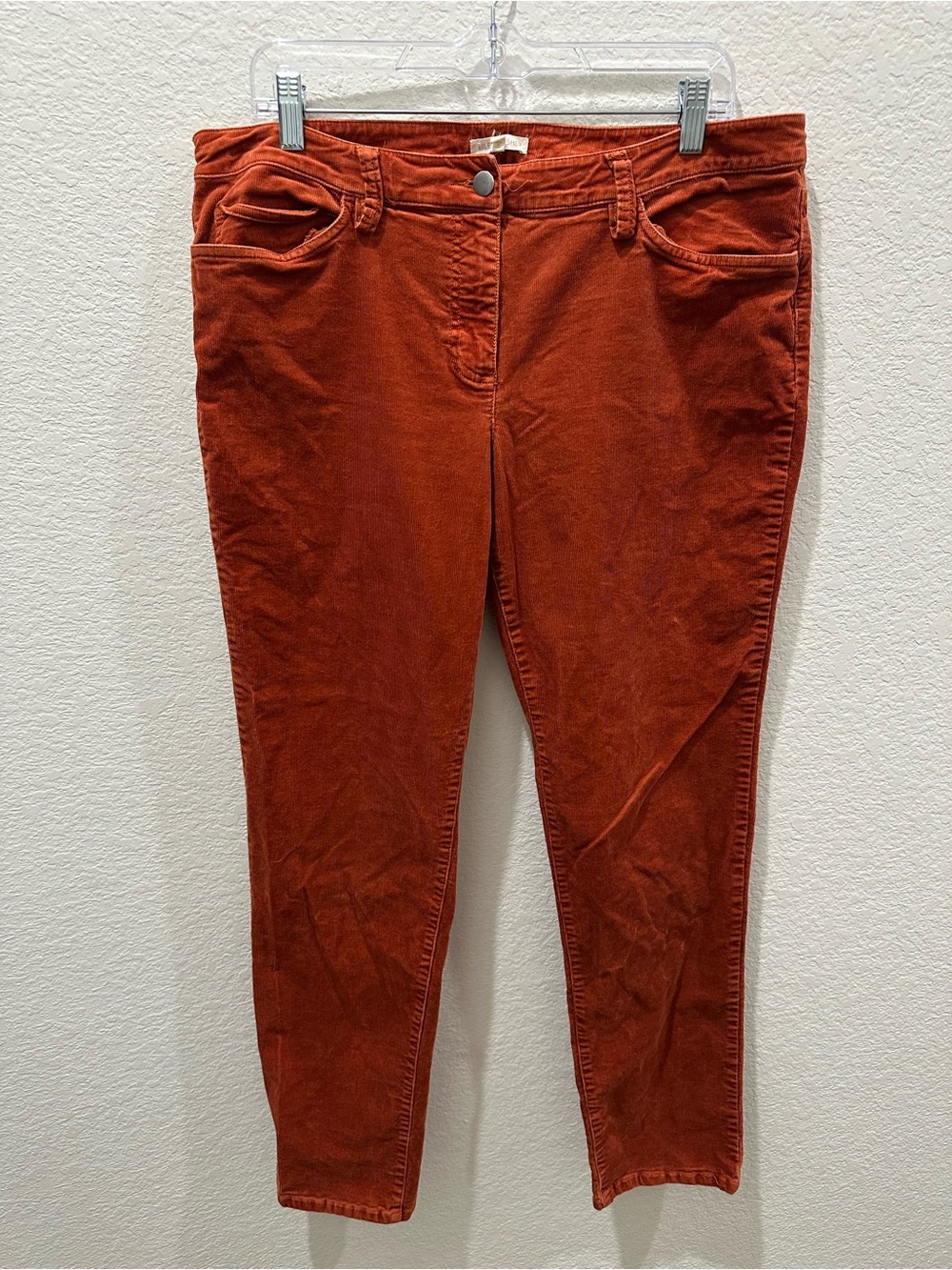 Eileen Fisher Rust Orange Corduroy Skinny Ankle Pants Women’s 14